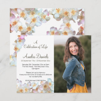 Pale Blue Wildflower Photo Celebration of Life  Einladung