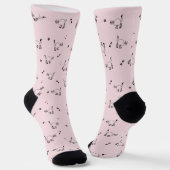 Pale Blush Cat Line Art Pattern Socks Socken (Gewinkelt)