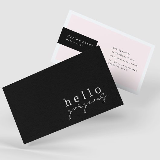 Pale Blush Pink Hallo Schöne Schönheit Minimalisti Visitenkarte