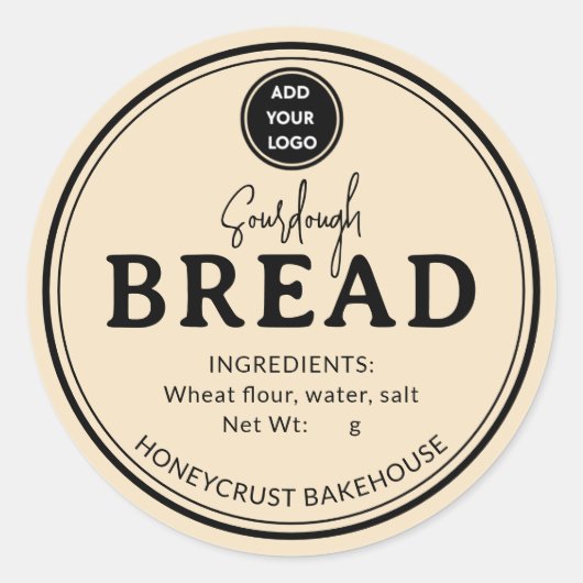 Pale Brown Bakery Sourdough Bread Label Sticker (Vorderseite)