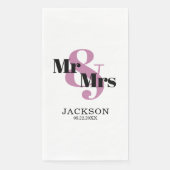 Pale Burgund und Black Mr & Mrs. Wedding Serviette (Vorderseite)