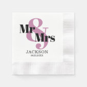 Pale Burgund und Black Mr & Mrs. Wedding Serviette (Vorderseite)