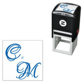 Pale Butter Yellow Soft Blue Floral Wedding Permastempel (Beispiel)