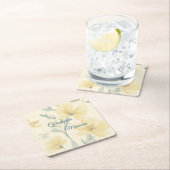 Pale Butter Yellow Soft Blue Floral Wedding Rechteckiger Pappuntersetzer (Vor Ort)