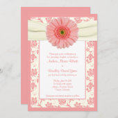 Pale Coral Gerbera Ivory Floral Wedding Einladung (Vorne/Hinten)