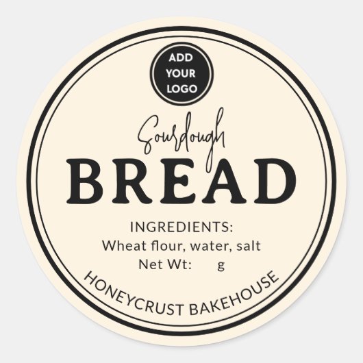 Pale Cream Bakery Sourdough Bread Label Sticker (Vorderseite)