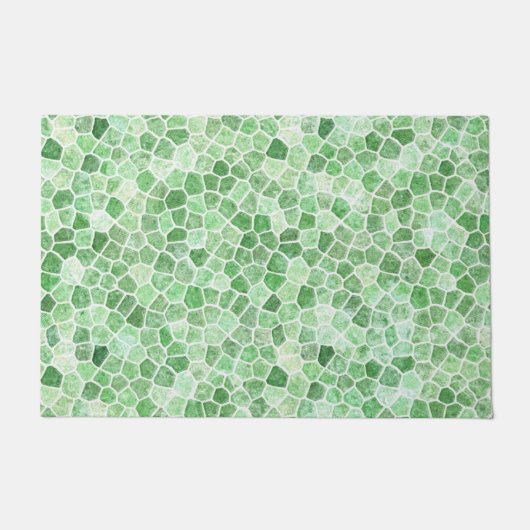 Pale Emerald und Pistachio Cobbled Patchwork Fußmatte (Vorderseite)