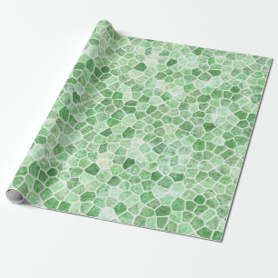 Pale Emerald und Pistachio Cobbled Patchwork Geschenkpapier