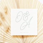 Pale Eukalyptus Script Watermark Monogram Wedding Serviette