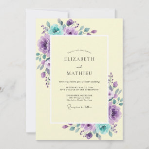 Pale Gold Amethyst Blütenhochzeit Einladung