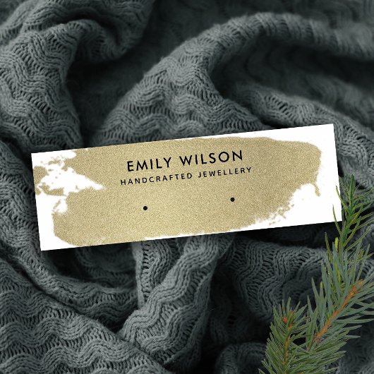 PALE GOLD FOIL BRUSH STROKE STUD EARRING ANZEIGE MINI VISITENKARTE