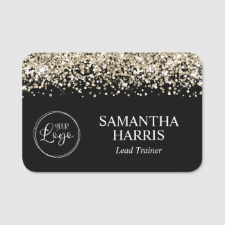 Pale Gold Glitter and Black Logo Namensschild