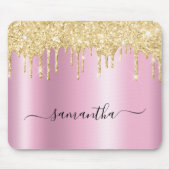 Pale Gold Glitter Drips Pink Shimmer Mousepad (Vorne)