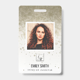 PALE GOLD GLITZER EMPLOYEE FOTO BAR CODE NAME AUSWEIS