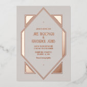Pale Gray & Rose Gold Gatsby Art Deco Wedding Folieneinladung (Vorderseite)