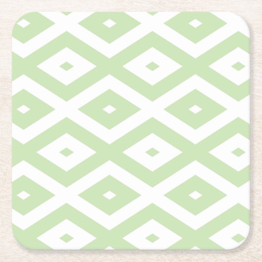 Pale green and white diamond pattern rechteckiger pappuntersetzer (Vorderseite)