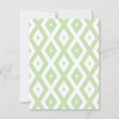 Pale green and white diamond pattern RSVP karte (Vorderseite)