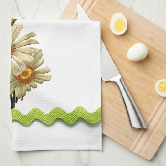 Pale Green Daisy Geschirrtuch (Viertel Falte)