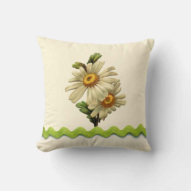 Pale Green Daisy Kissen (Vorderseite)