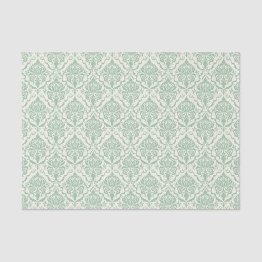 Pale Green Damask Muster Seidenpapier (Vorderseite)