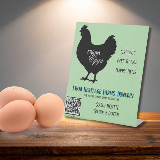 Pale Green Fresh Eggs Farmer's Market Sign QR Code Sockelschild