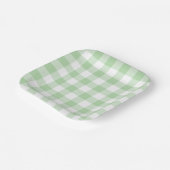 Pale Green Gingham Kariert Pattern Pappteller (Gewinkelt)