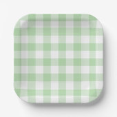 Pale Green Gingham Kariert Pattern Pappteller (Vorderseite)