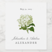 Pale Green Hydrangea Hochzeitstag und Namen Weinetikett (Einzelnes Label)