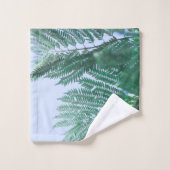 Pale Green Jacaranda Tree Blätter Muster Badhandtuch Set (Waschlappen)