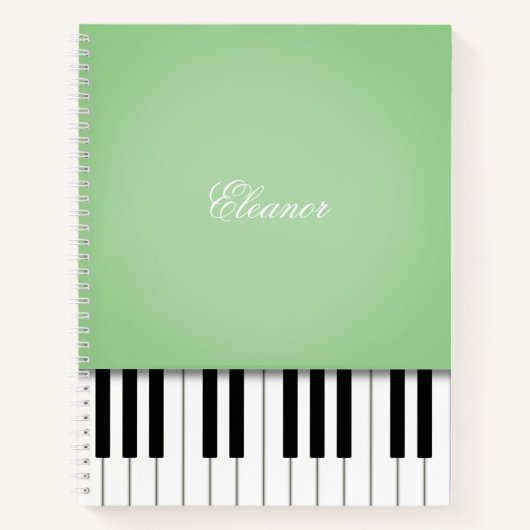 Pale Green Piano Music Keyboard Custom Notizblock (Vorderseite)