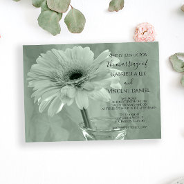 Pale Green Tinted Daisy Wedding Einladung