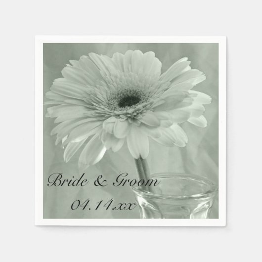 Pale Green Tinted Daisy Wedding Serviette (Vorderseite)