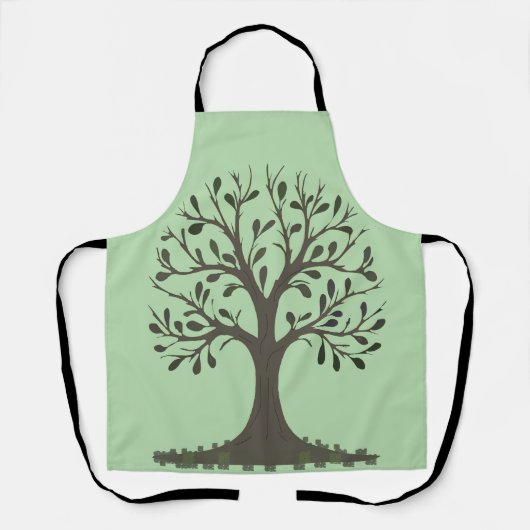 🌳 Pale Green Tree of Life Apron - Kitchen Schürze (Vorderseite)
