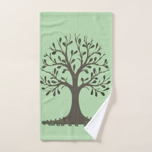 🌳 Pale Green Tree of Life Bath Towel Set - Alone (Handtuch)