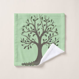🌳 Pale Green Tree of Life Bath Towel Set - Alone