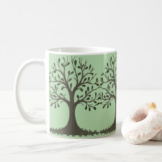 🌳 Pale Green Tree of Life Coffee Mug Kaffeetasse (Mit Donut)