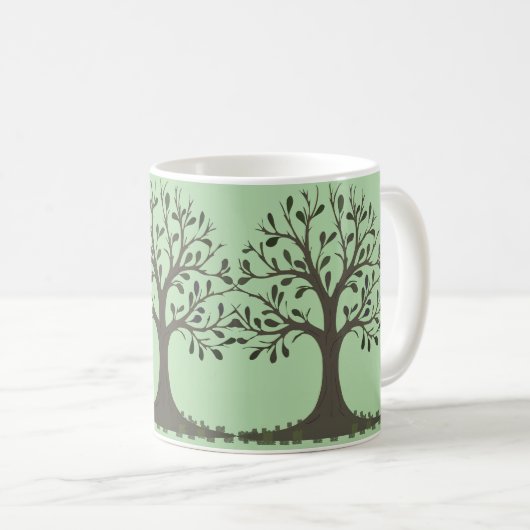 🌳 Pale Green Tree of Life Coffee Mug Kaffeetasse (VorderseiteRechts)