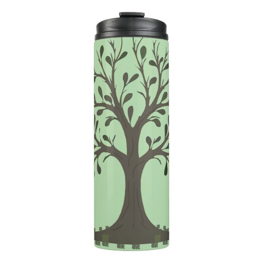 🌳 Pale Green Tree of Life Insulated Water Bottle Thermosbecher (Vorderseite)