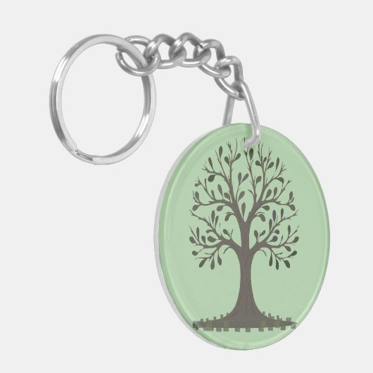 🌳 Pale Green Tree of Life Keychain Schlüsselanhänger (Vorderseite links)