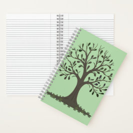🌳 Pale Green Tree of Life Spiral Notebook Notizblock