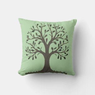 🌳 Pale Green Tree of Life Throw Pillow Kissen