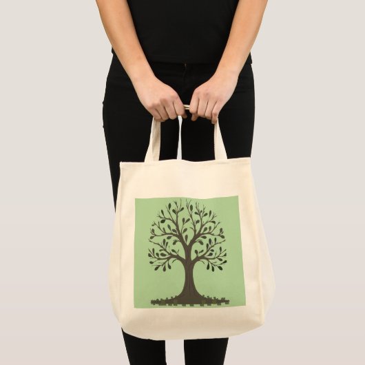 🌳 Pale Green Tree of Life Tote Bag - Book Bag 🛍️ Tragetasche (Vorderseite (Produkt))