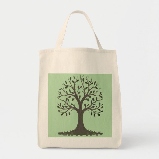 🌳 Pale Green Tree of Life Tote Bag - Book Bag 🛍️ Tragetasche (Vorne)