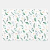 Pale Green und Gold skandinavisches Weihnachtsmust Geschenkpapier Set (Vorderseite)