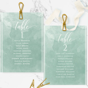 Pale Green Watercolor Sitzplan Karte Gastname