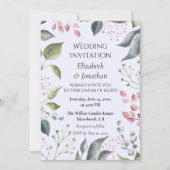 Pale Grey & Red Leaves Custom Wedding Invitation (Vorderseite)