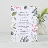 Pale Grey & Red Leaves Custom Wedding Invitation (Stehend Vorderseite)
