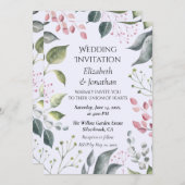 Pale Grey & Red Leaves Custom Wedding Invitation (Vorne/Hinten)