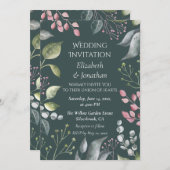 Pale Grey & Red Leaves Custom Wedding Invitation Einladung (Vorne/Hinten)