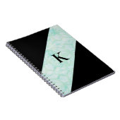 Pale Jade Batik und Black Mit Monogramm Notizblock (Rechte Seite)